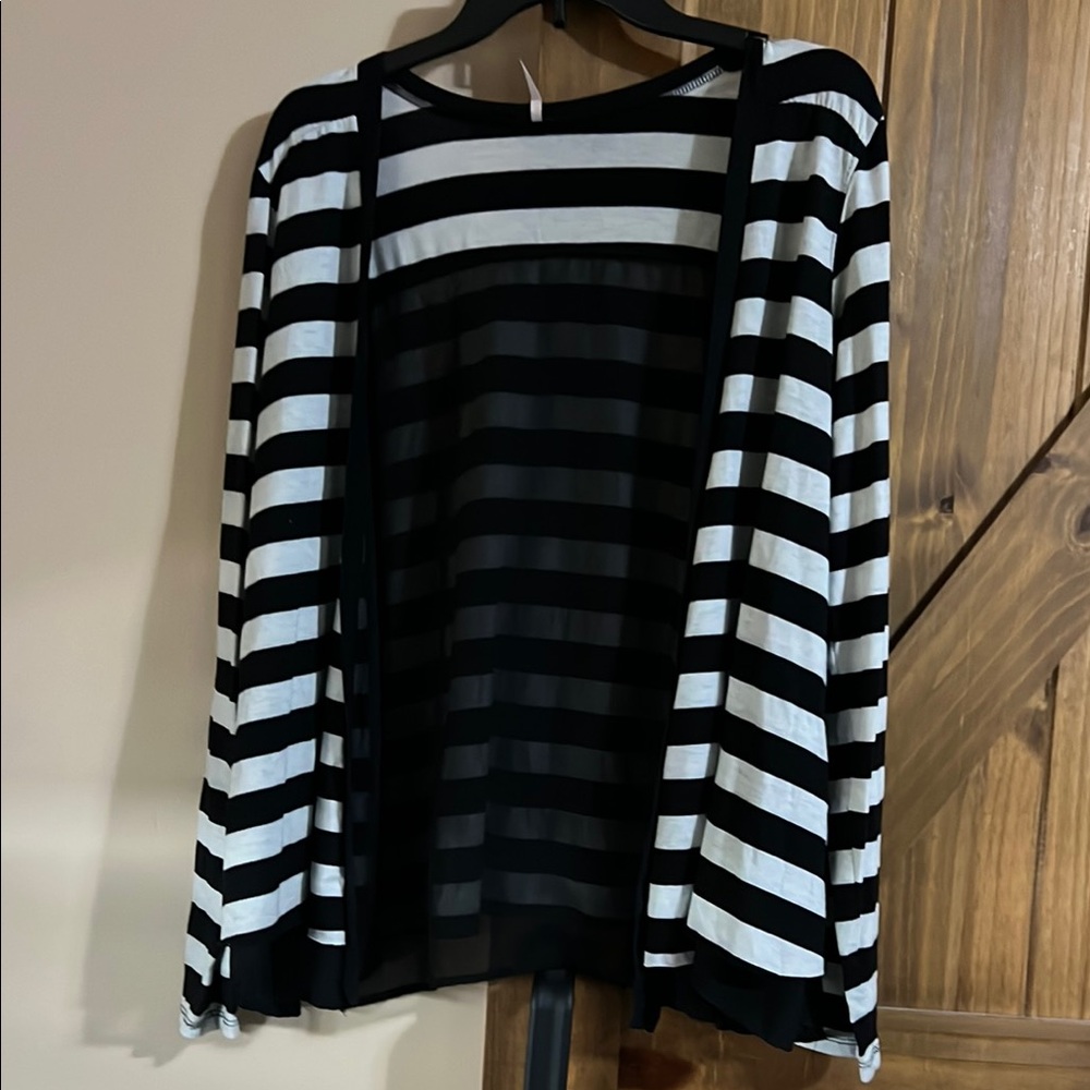Black and White Striped Women's Top